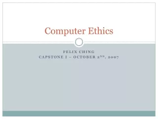 Computer Ethics