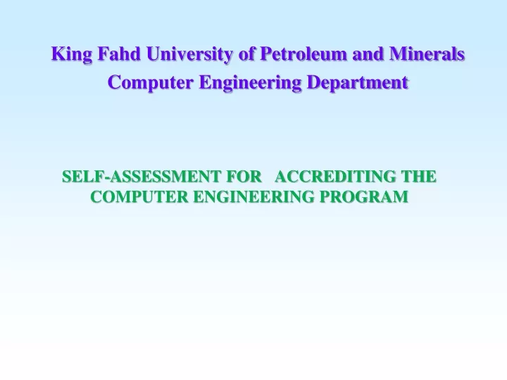 self assessment for accrediting the computer engineering program