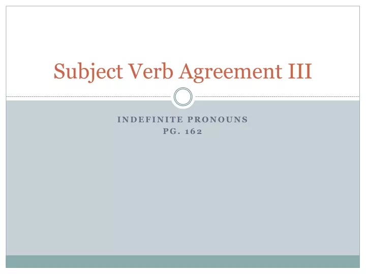 subject verb agreement iii