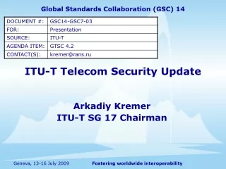 ITU-T Telecom Security Update