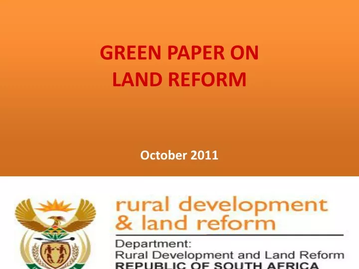 green paper on land reform october 2011