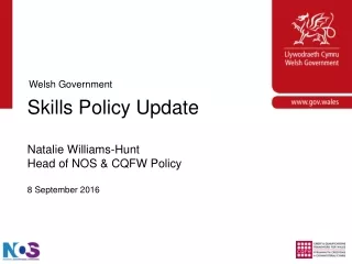 Skills Policy Update Natalie Williams-Hunt Head of NOS &amp; CQFW Policy 8 September 2016