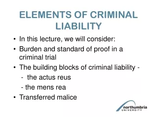 ELEMENTS OF CRIMINAL LIABILITY