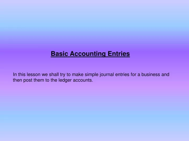 basic accounting entries