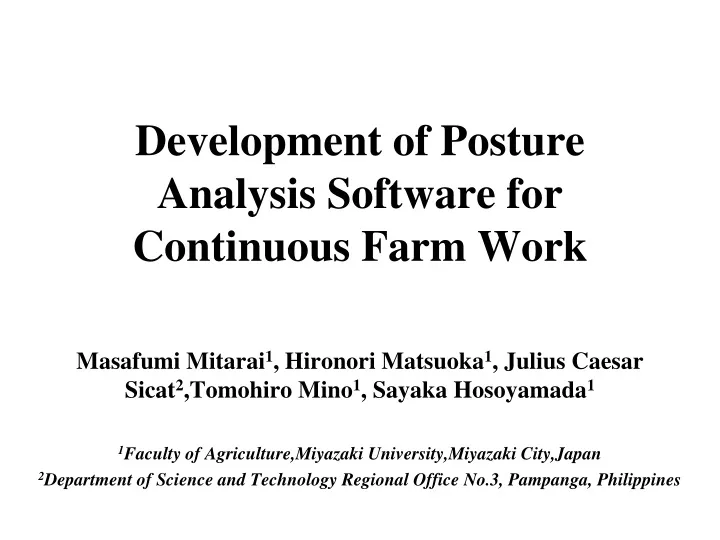 development of posture analysis software for continuous farm work