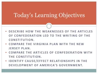 Today’s Learning Objectives