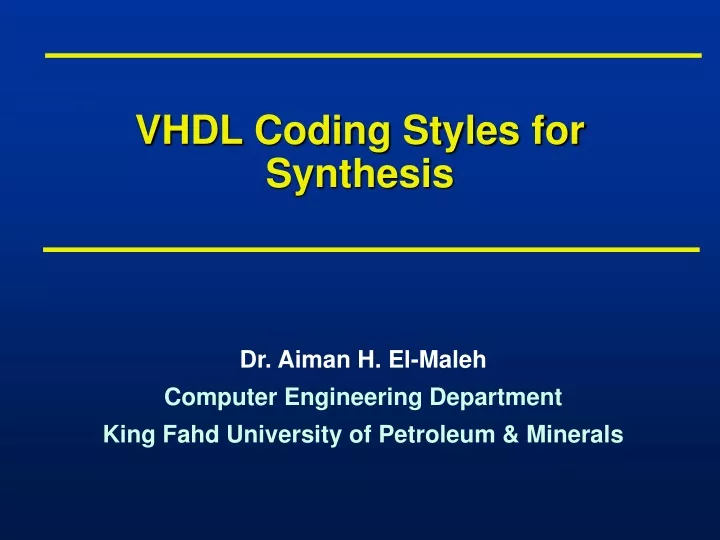 vhdl coding styles for synthesis