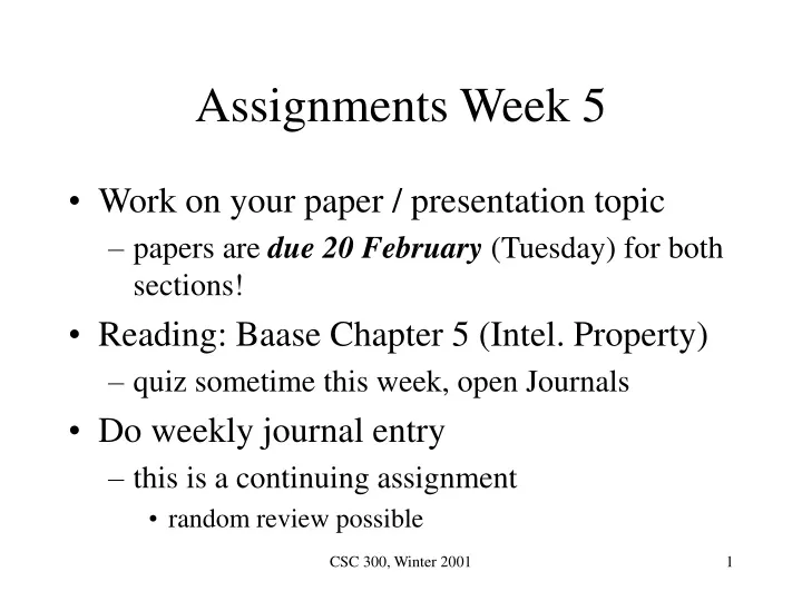 assignments week 5