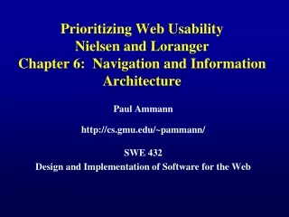 Paul Ammann cs.gmu/~pammann/ SWE 432 Design and Implementation of Software for the Web