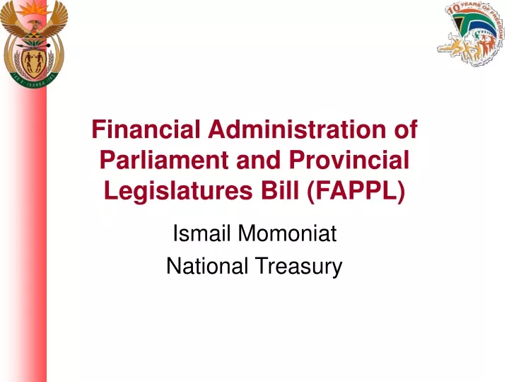 financial administration of parliament and provincial legislatures bill fappl