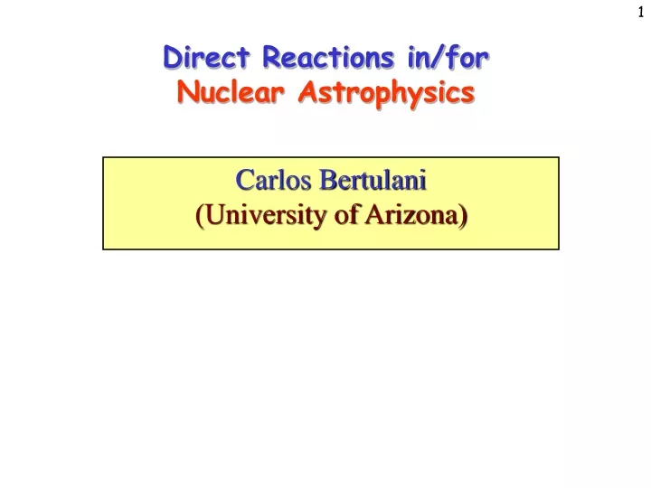 direct reactions in for nuclear astrophysics
