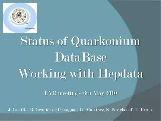 Status  of  Quarkonium DataBase Working with Hepdata