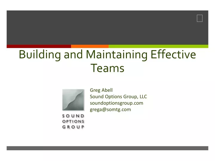 building and maintaining effective teams