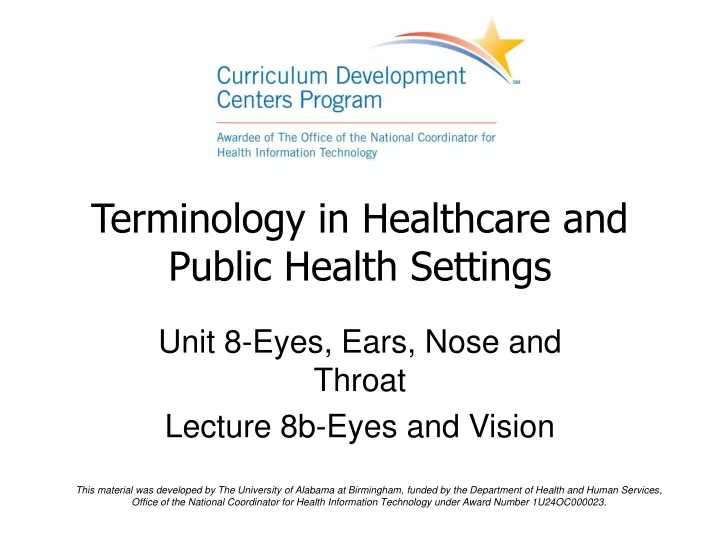 terminology in healthcare and public health settings