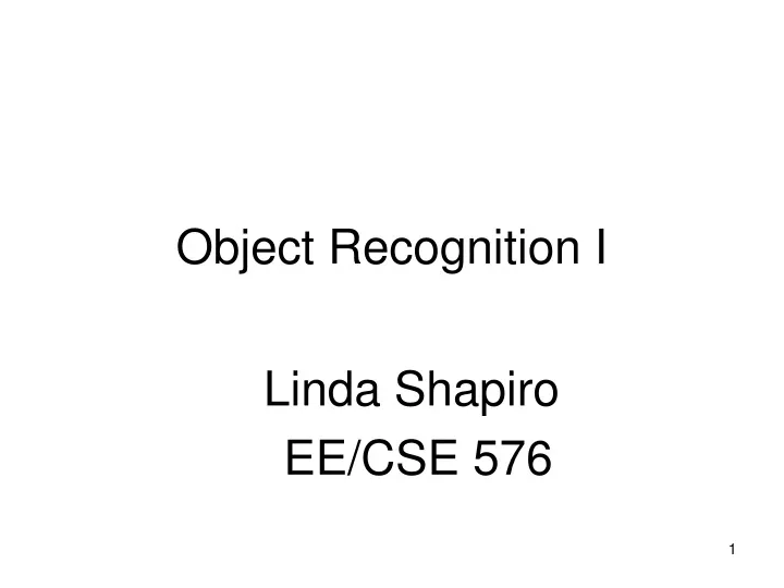 object recognition i