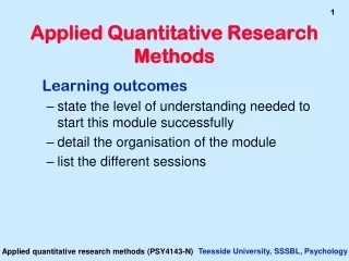 Applied Quantitative Research Methods