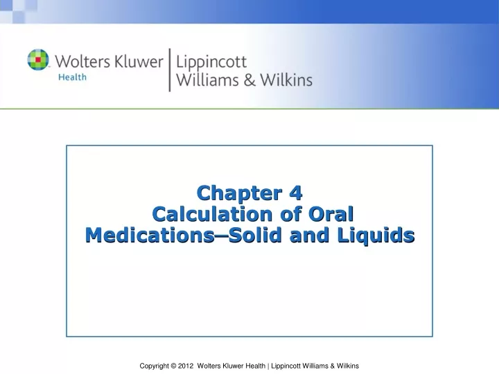 chapter 4 calculation of oral medications solid and liquids
