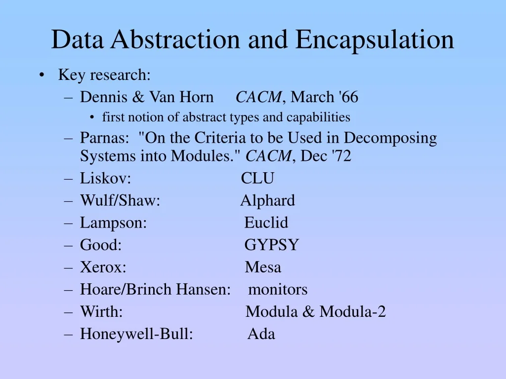 PPT - Data Abstraction and Encapsulation: Evolution and Concepts ...