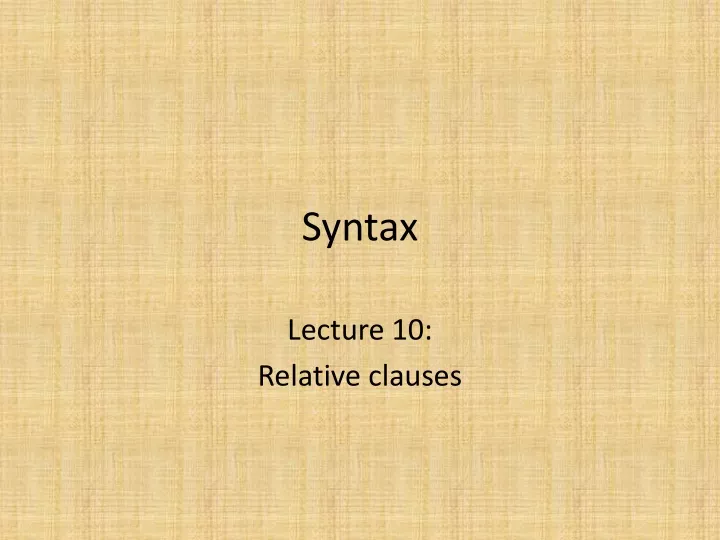 syntax