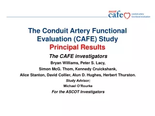 The Conduit Artery Functional  Evaluation (CAFE) Study Principal Results