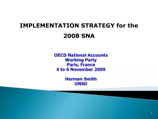 IMPLEMENTATION STRATEGY for the  2008 SNA