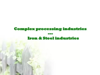 Complex processing industries ---        Iron &amp; Steel industries