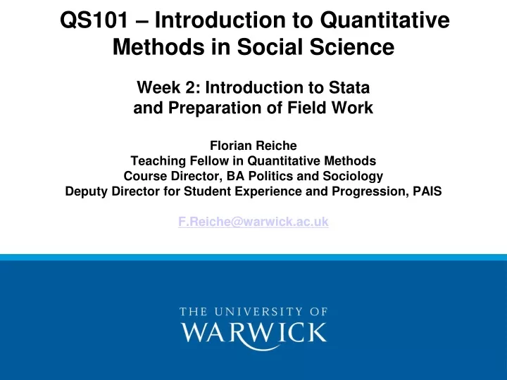 qs101 introduction to quantitative methods