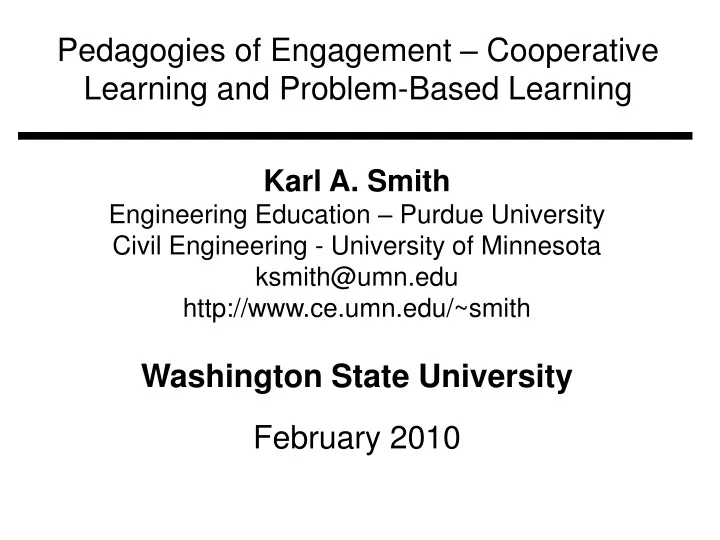pedagogies of engagement cooperative learning and problem based learning