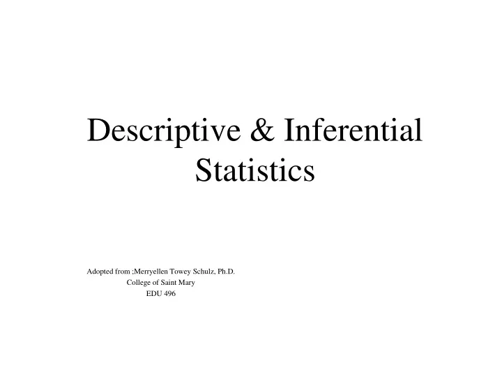 descriptive inferential statistics