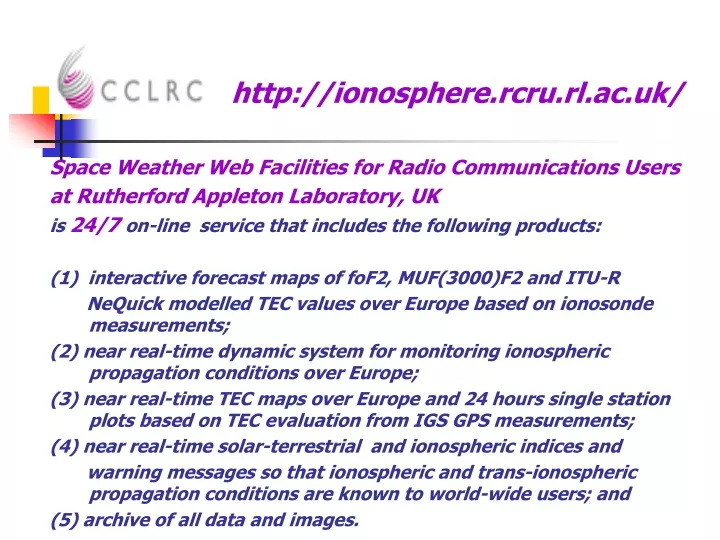 space weather web facilities for radio