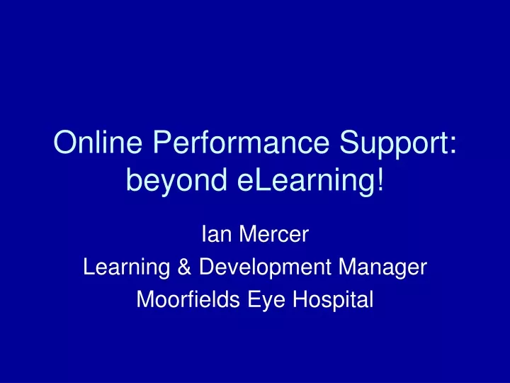 online performance support beyond elearning