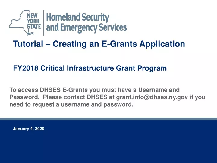 tutorial creating an e grants application fy2018