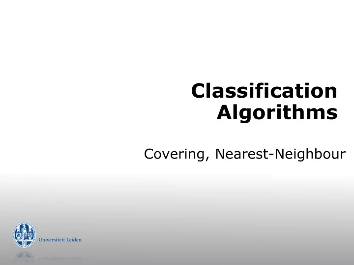 classification algorithms