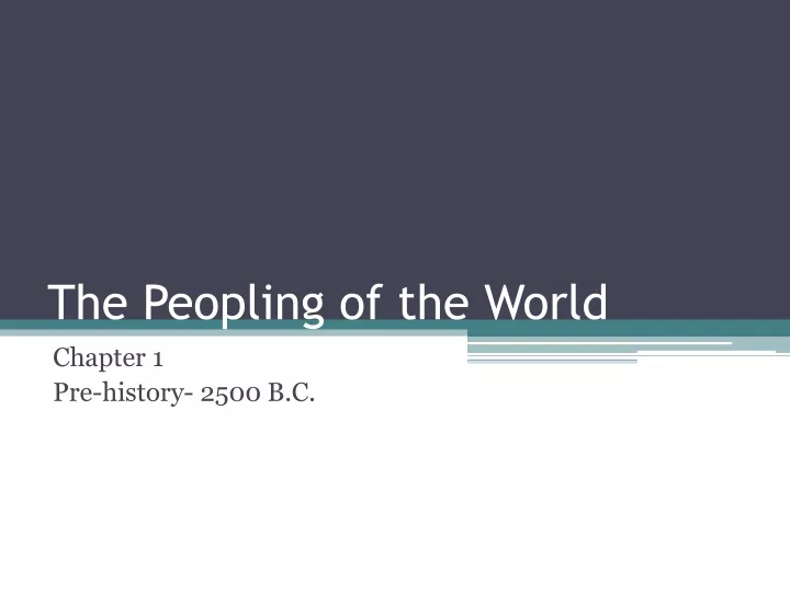 the peopling of the world