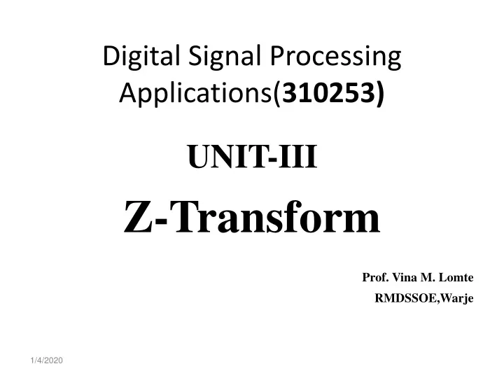 digital signal processing applications 310253