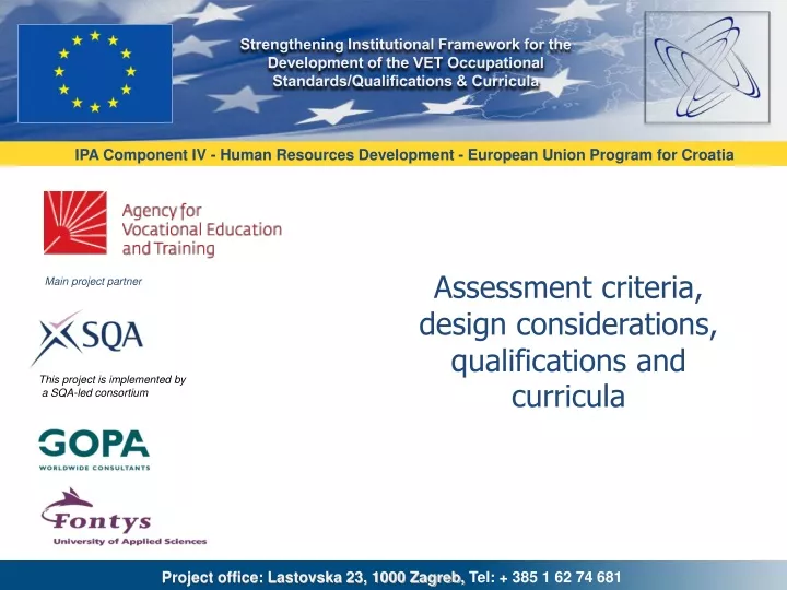 a ssessment criteria design considerations qualifications and curricula