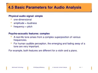 4 .5 Basic Parameters for Audio Analysis