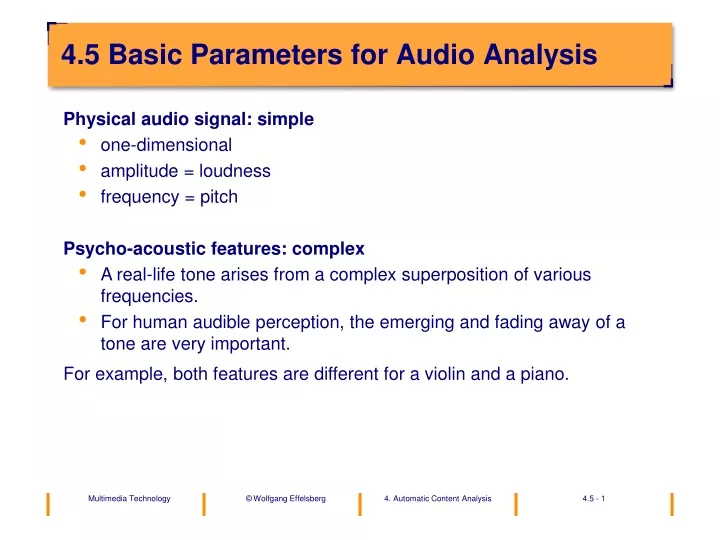 4 5 basic parameters for audio analysis