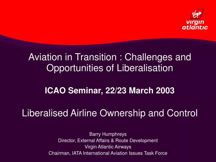 aviation in transition challenges