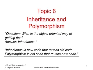 Topic 6 Inheritance and Polymorphism