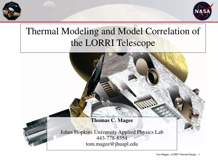thermal modeling and model correlation of the lorri telescope
