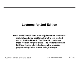 Lectures for 2nd Edition