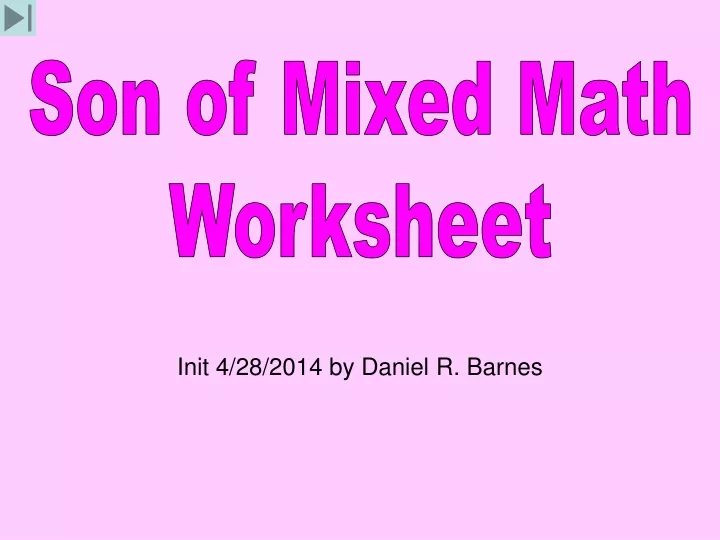 son of mixed math worksheet