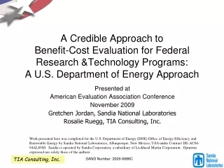 Presented at American Evaluation Association Conference November 2009