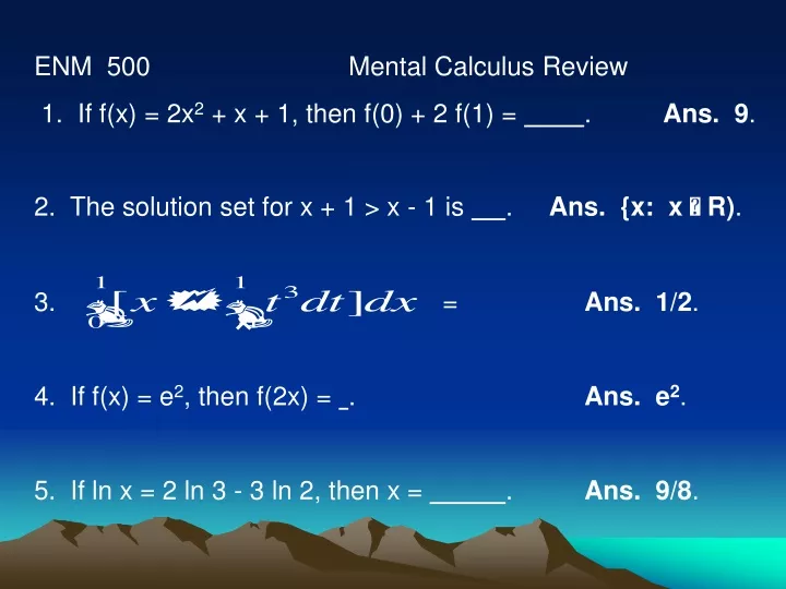 enm 500 mental calculus review
