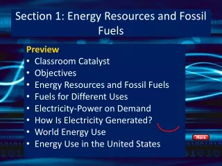 Section 1: Energy Resources and Fossil Fuels