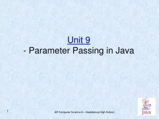Unit 9 - Parameter Passing in Java