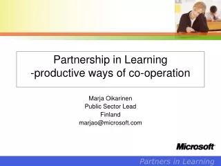 Partnership in Learning  -productive ways of co-operation