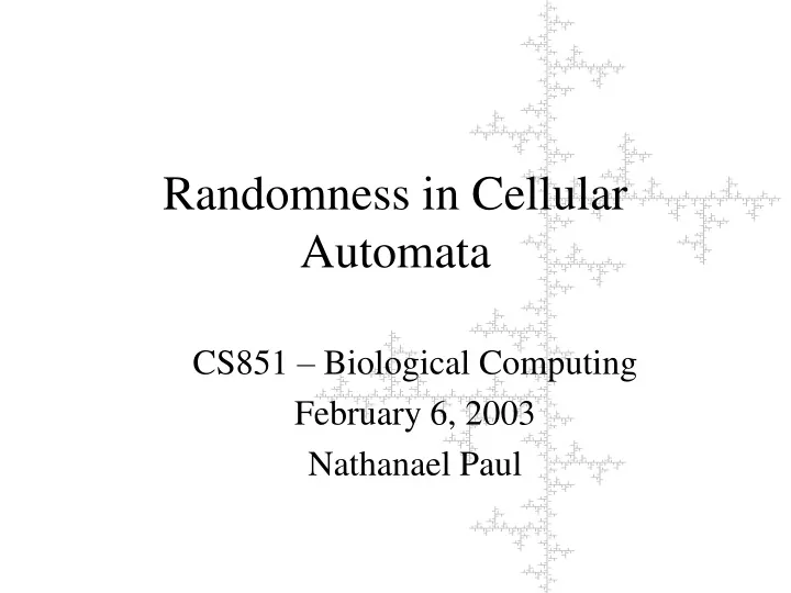 randomness in cellular automata