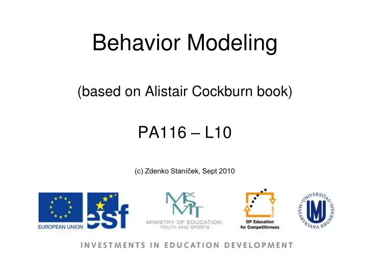 behavior modeling based on alistair cockburn book